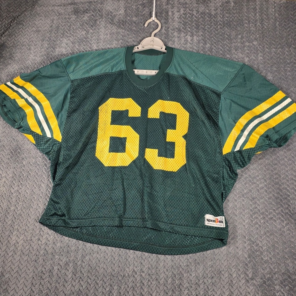 Vintage Spanjan Football Jersey #63 Green Gold Mesh Practice Game Jersey USA